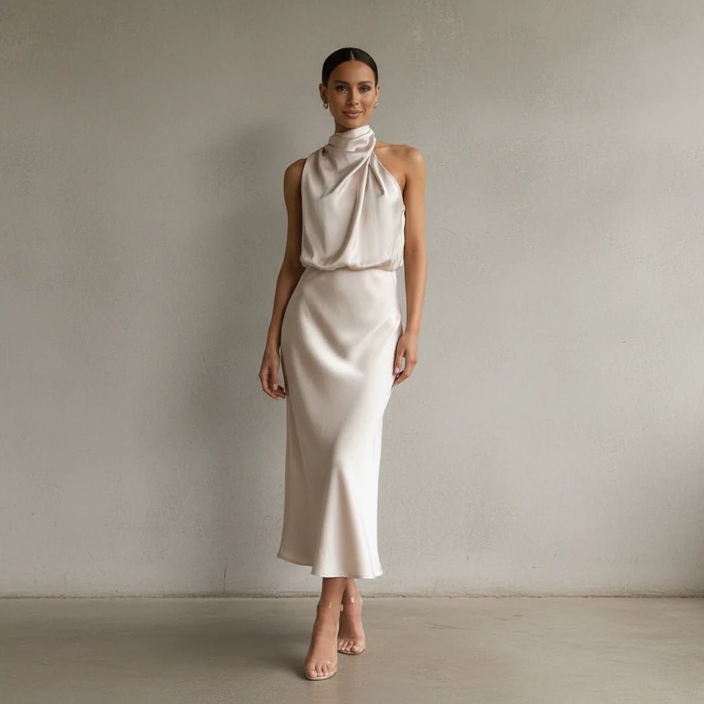 Damen Kleid – Elegantes High-Neck-Kleid für Feier, Dinner & Anlass