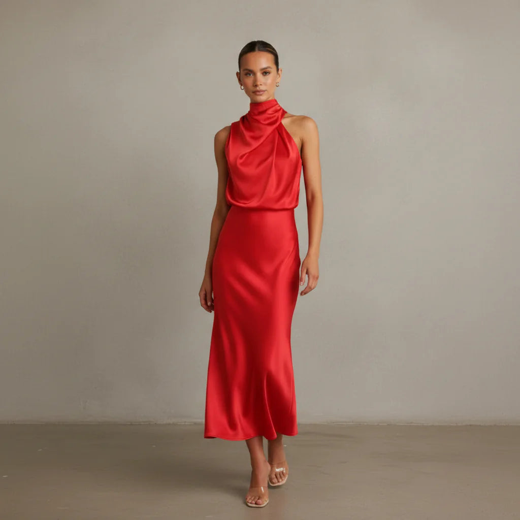 Damen Kleid – Elegantes High-Neck-Kleid für Feier, Dinner & Anlass