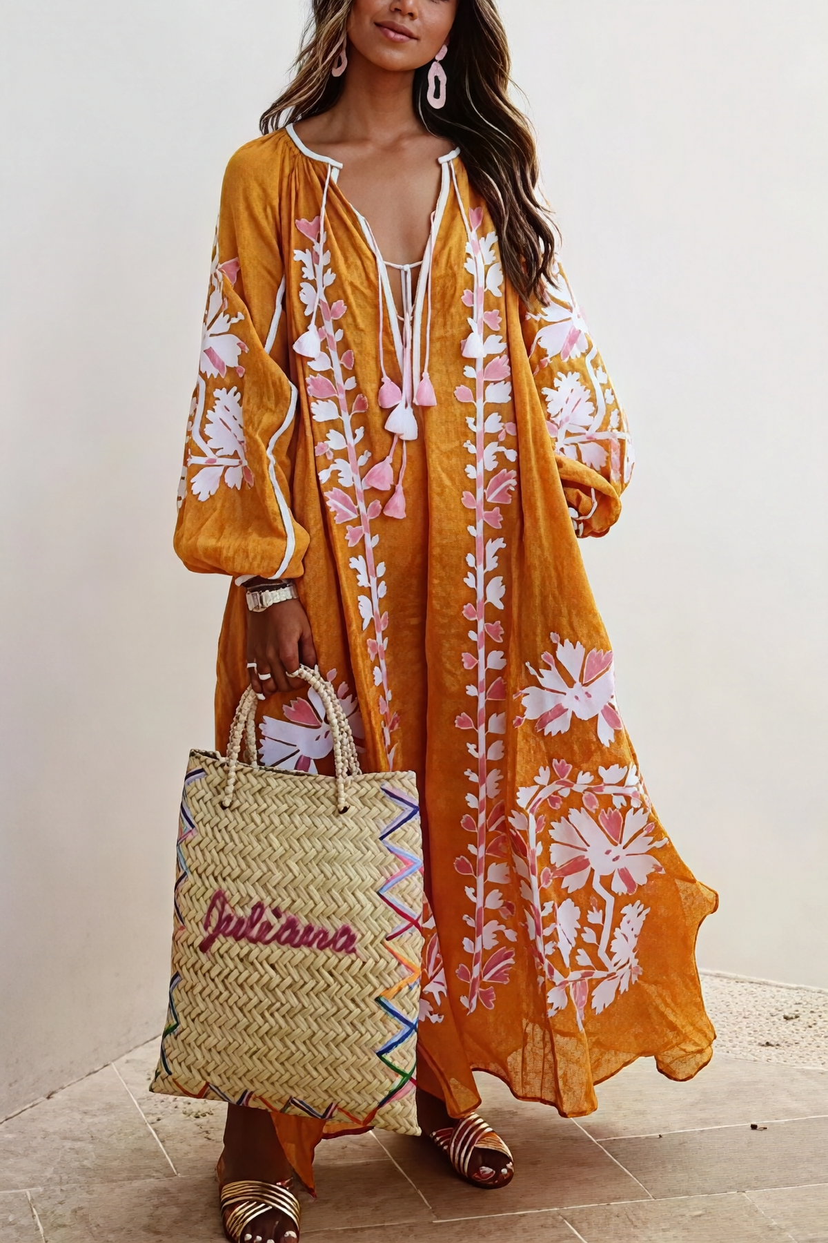 Nelia- Elegantes Damen Boho-Maxikleid