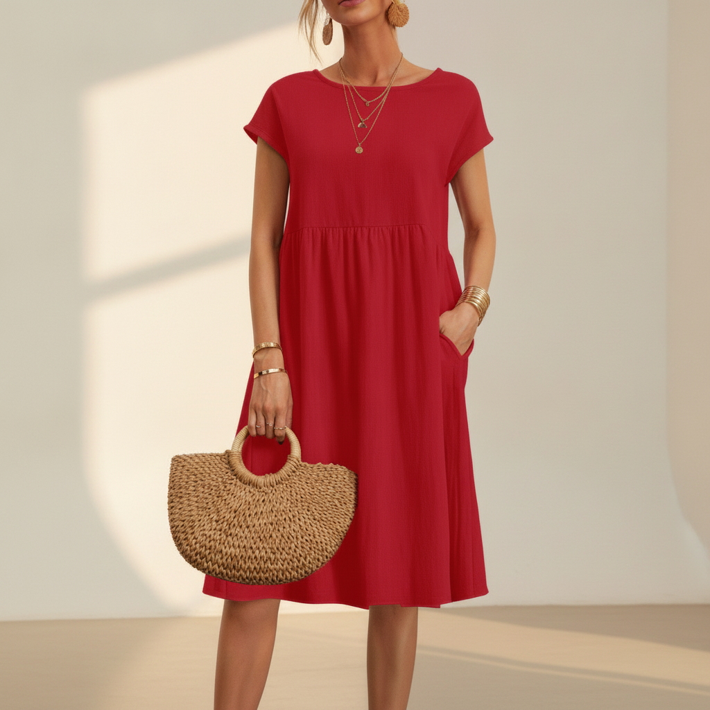 Nubia - Schickes Rundhals-Midikleid