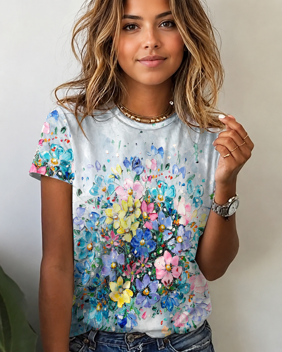Rajanece - Stilvolles Rundhals-T-Shirt
