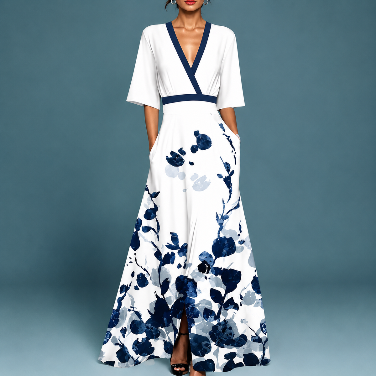 Laure - Elegantes Fließendes Kleid mit V-Ausschnitt