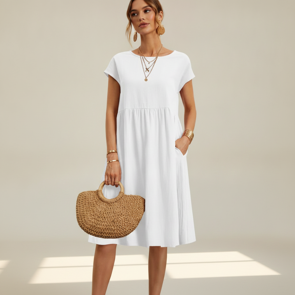 Nubia - Schickes Rundhals-Midikleid