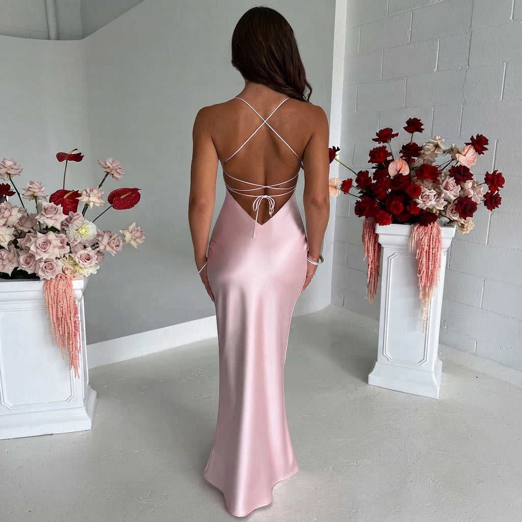 Melika - Schimmerndes, enganliegendes Maxikleid