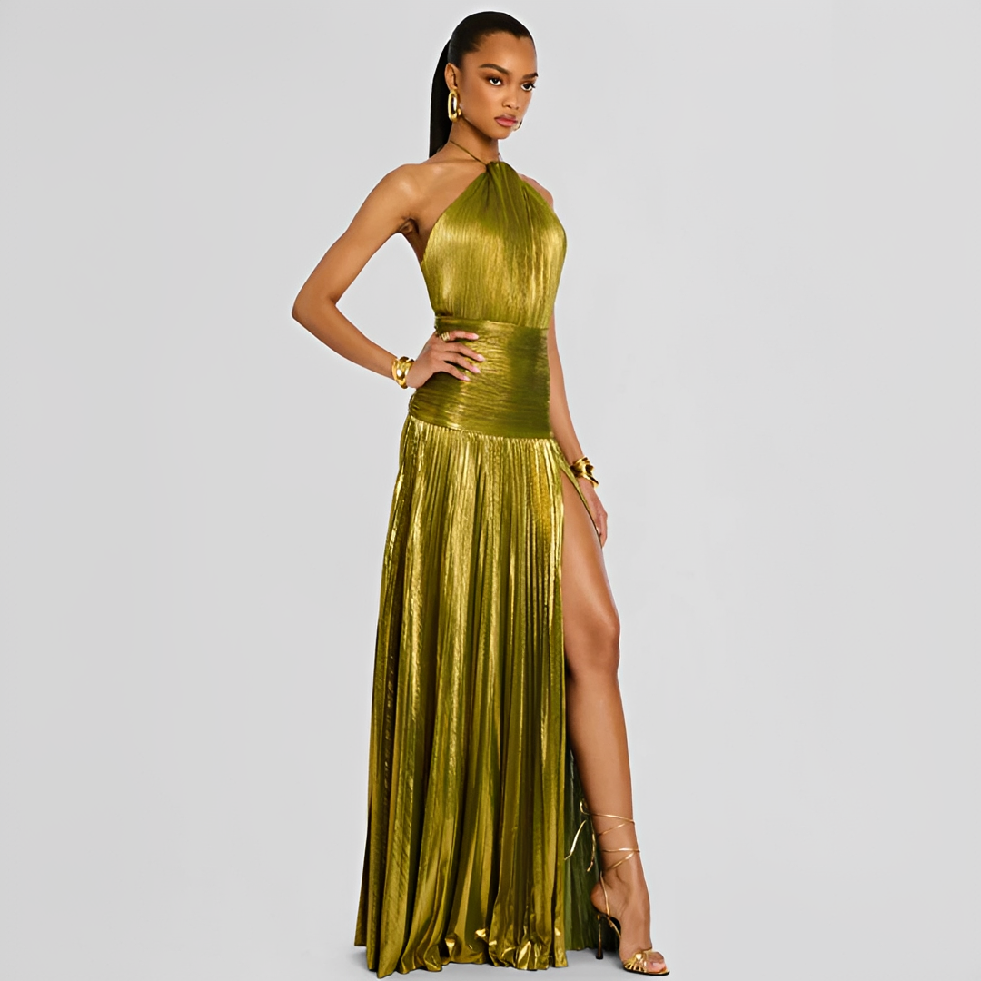 Naira - Schickes Kleid mit Falten und Schlitz