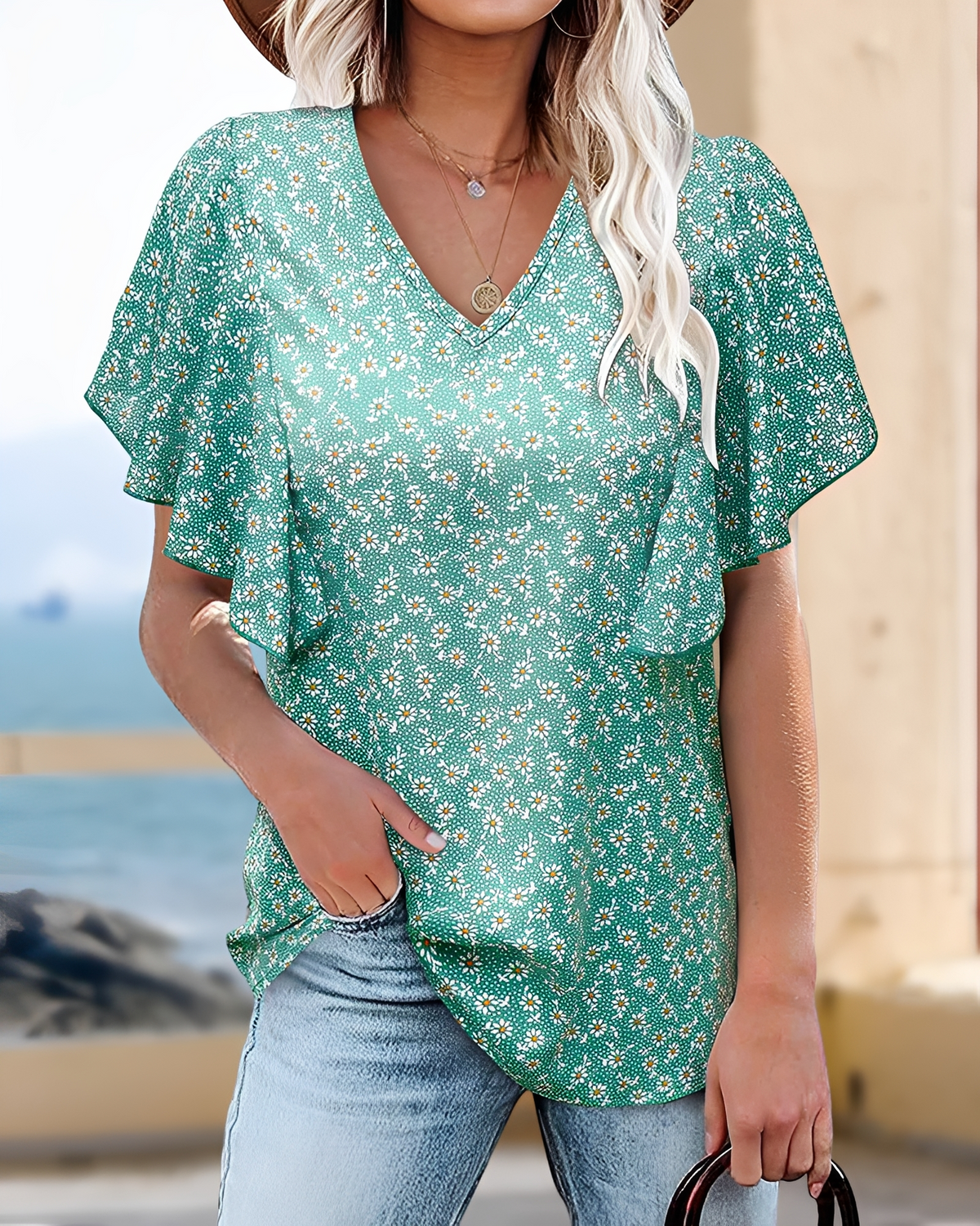 Eleri - Elegante V-Ausschnitt Bluse