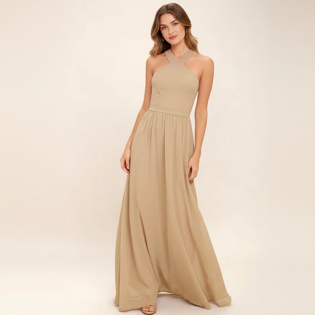 Suzanne - Stilvolles Maxikleid mit überkreuztem Halsausschnitt