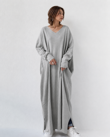 Shacora - Locker sitzendes V-Ausschnitt Maxi Kleid