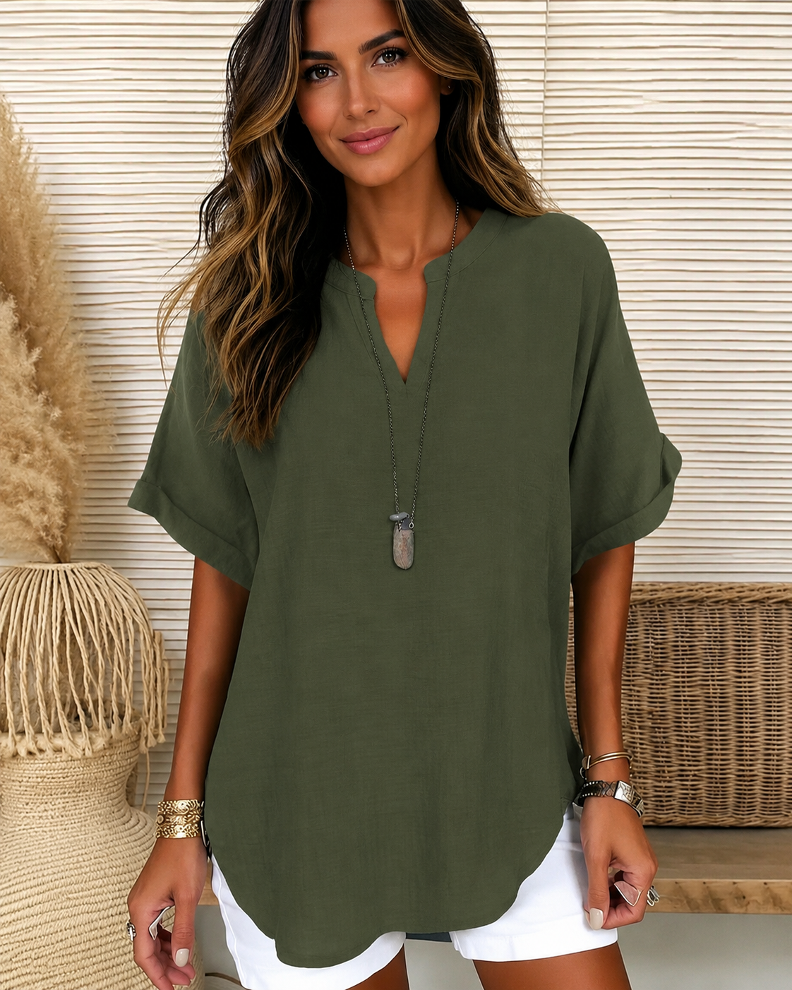 Taylor - Lockere Bluse mit V-Ausschnitt