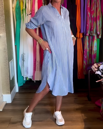 Célia - Komfortables Kleid mit Kragen und V-Ausschnitt