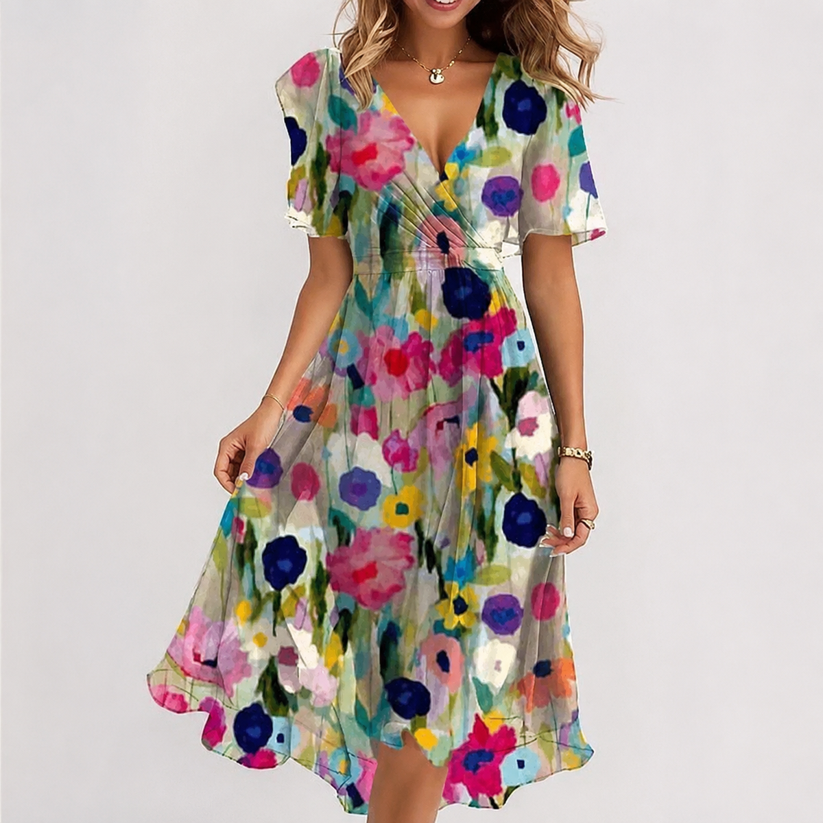 Luella - Luftiges Midikleid mit V-Ausschnitt