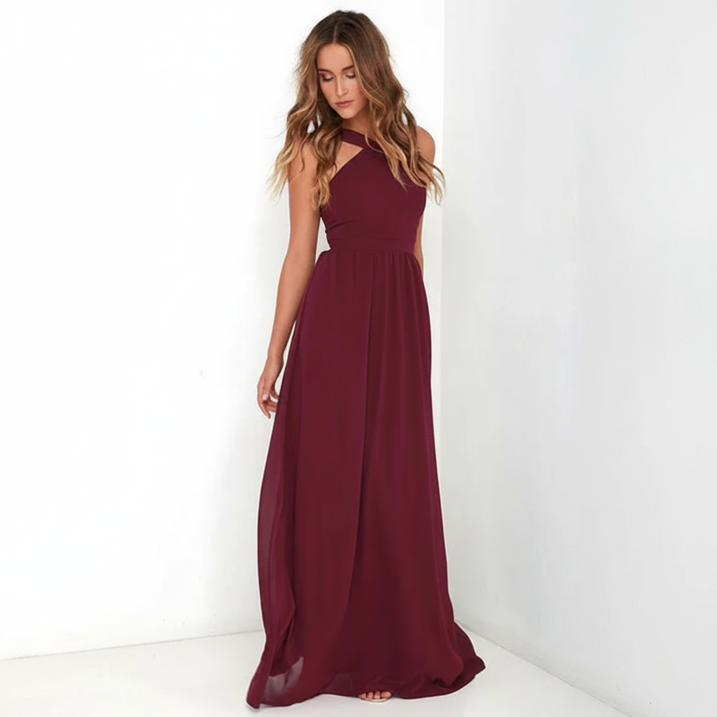 Suzanne - Stilvolles Maxikleid mit überkreuztem Halsausschnitt