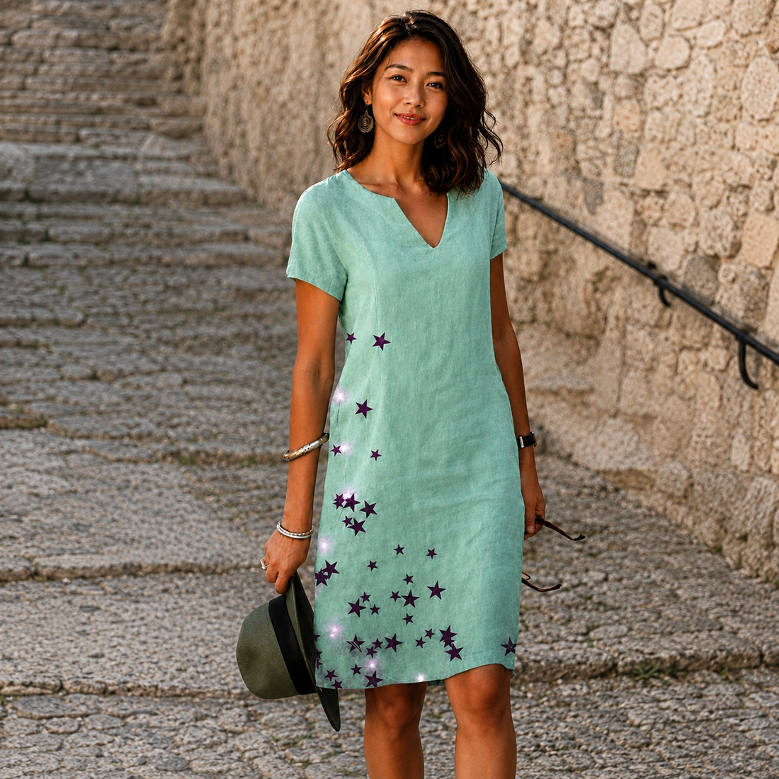 Josette - Freizeit-Midikleid mit V-Ausschnitt