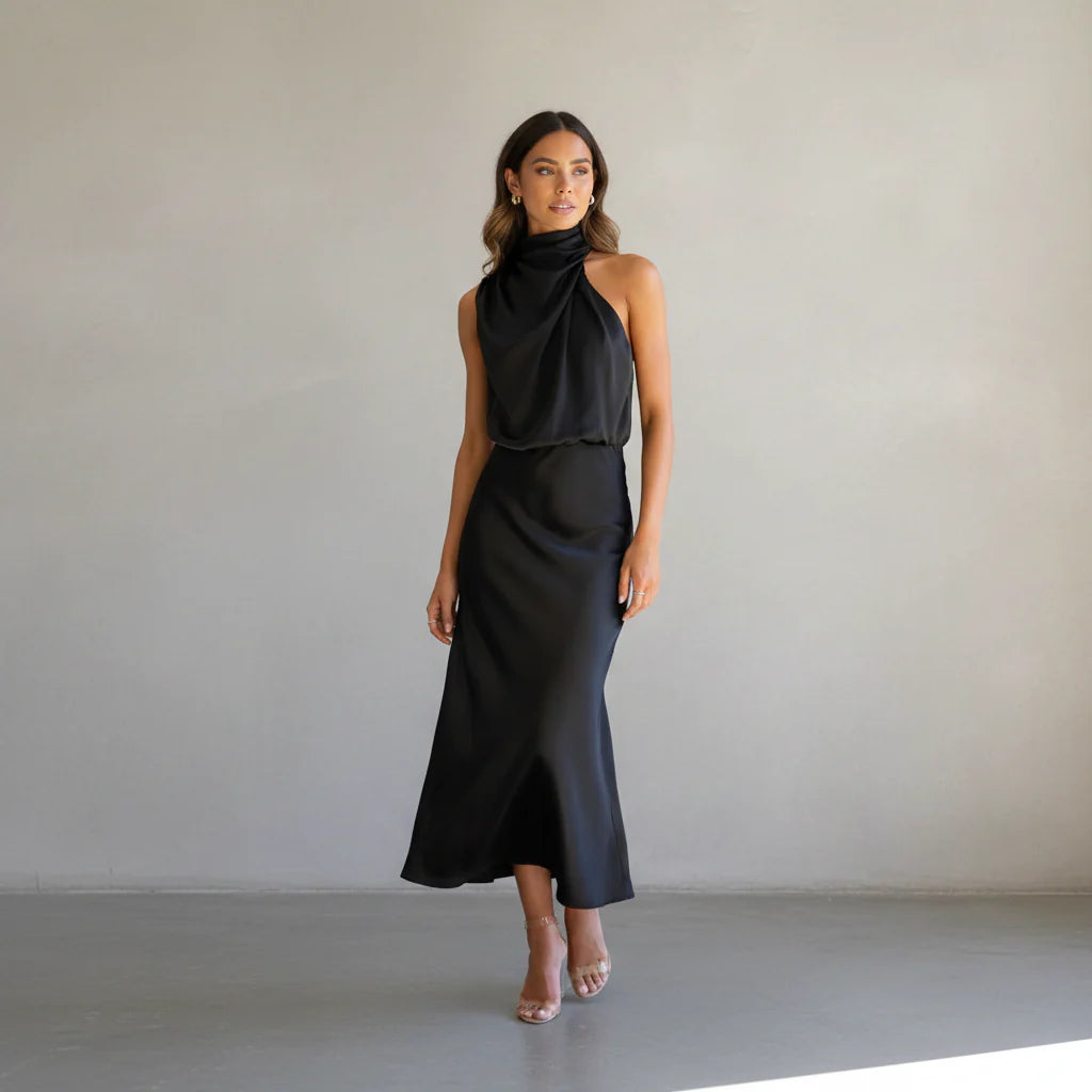 Damen Kleid – Elegantes High-Neck-Kleid für Feier, Dinner & Anlass