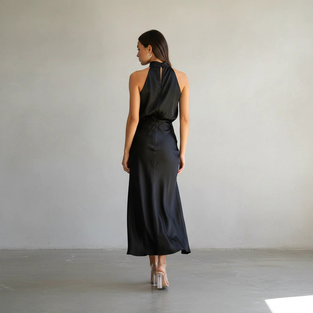 Damen Kleid – Elegantes High-Neck-Kleid für Feier, Dinner & Anlass