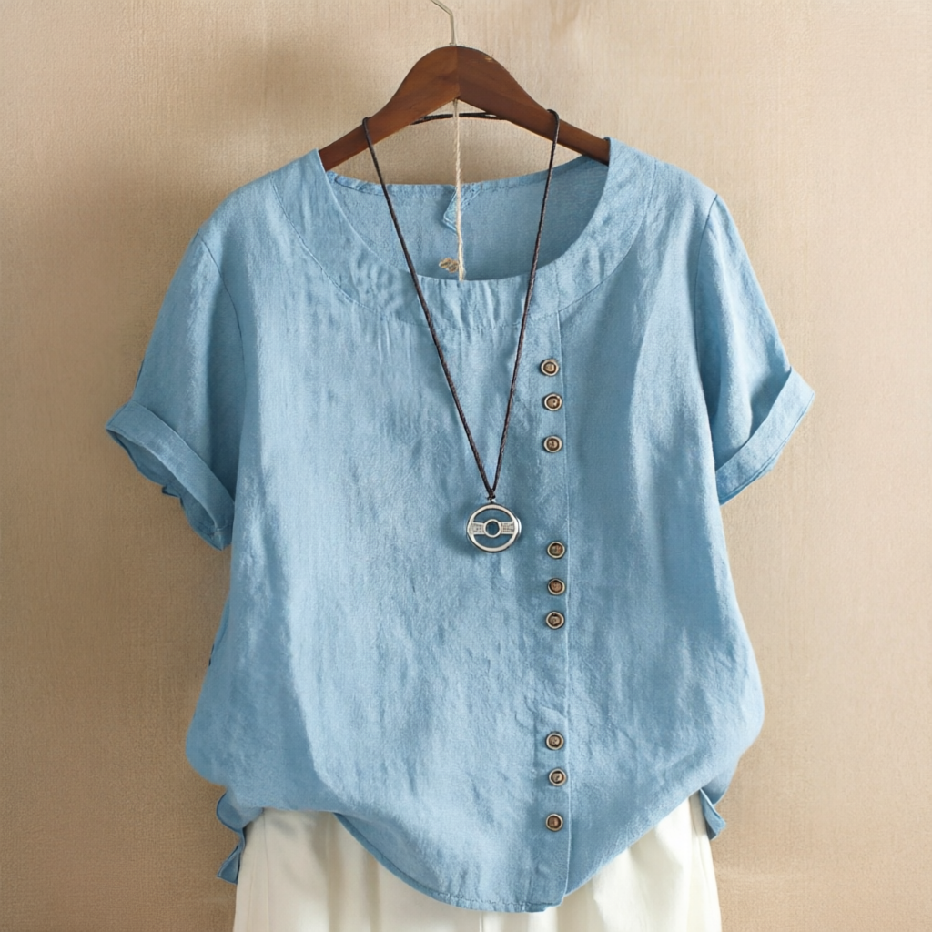 Noelle - Stilvolle Locker sitzende Bluse mit Knöpfen