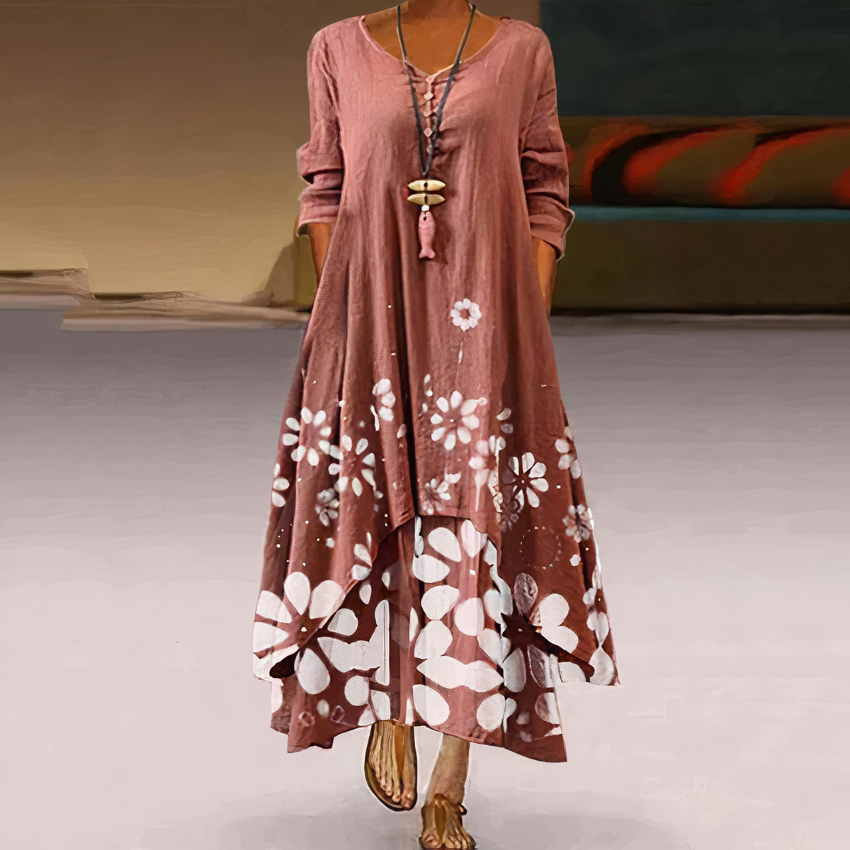 Anouk- Elegantes Damen Maxikleid mit Blumenprint