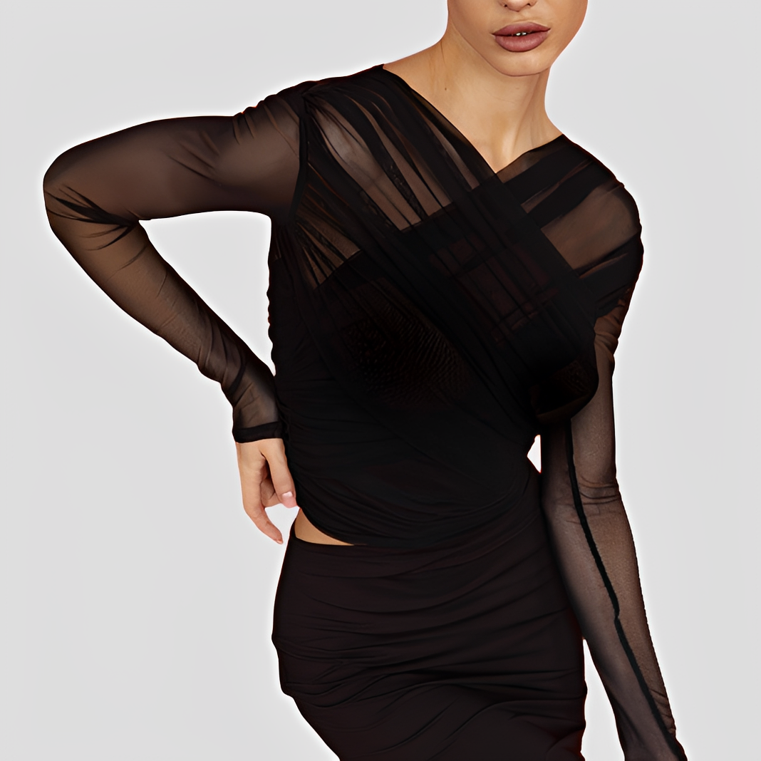 Cara - Elegante Bluse mit langen Ärmeln und Falten