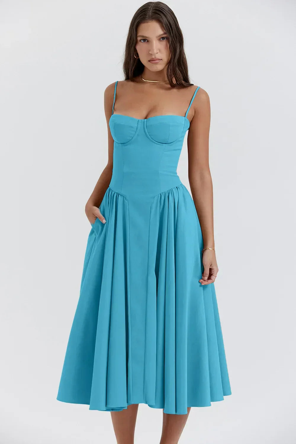 Damen Midikleid – Elegantes figurbetontes Kleid für Party, Hochzeit & Abend