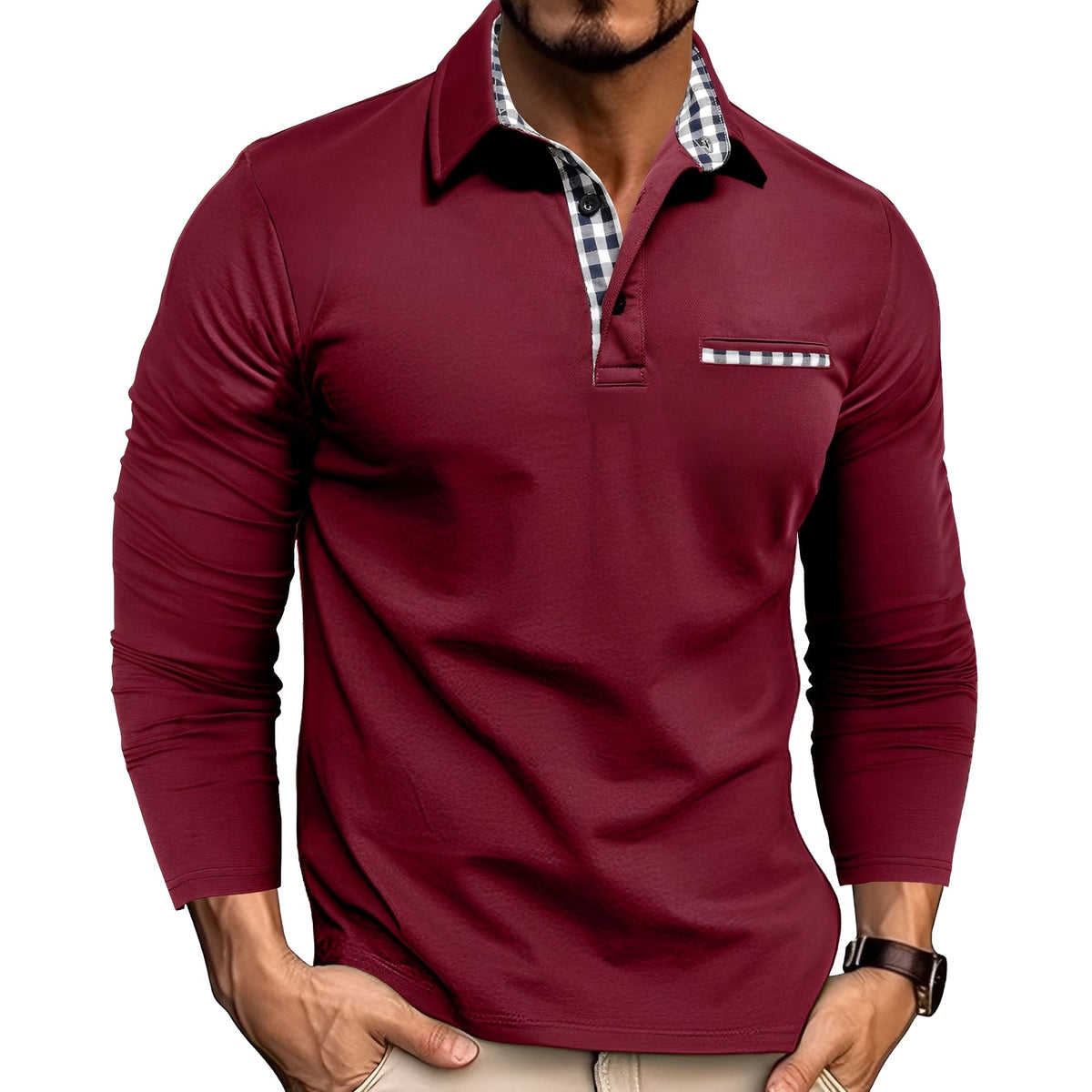 Rupert - Langärmeliges Herren-Poloshirt, leicht