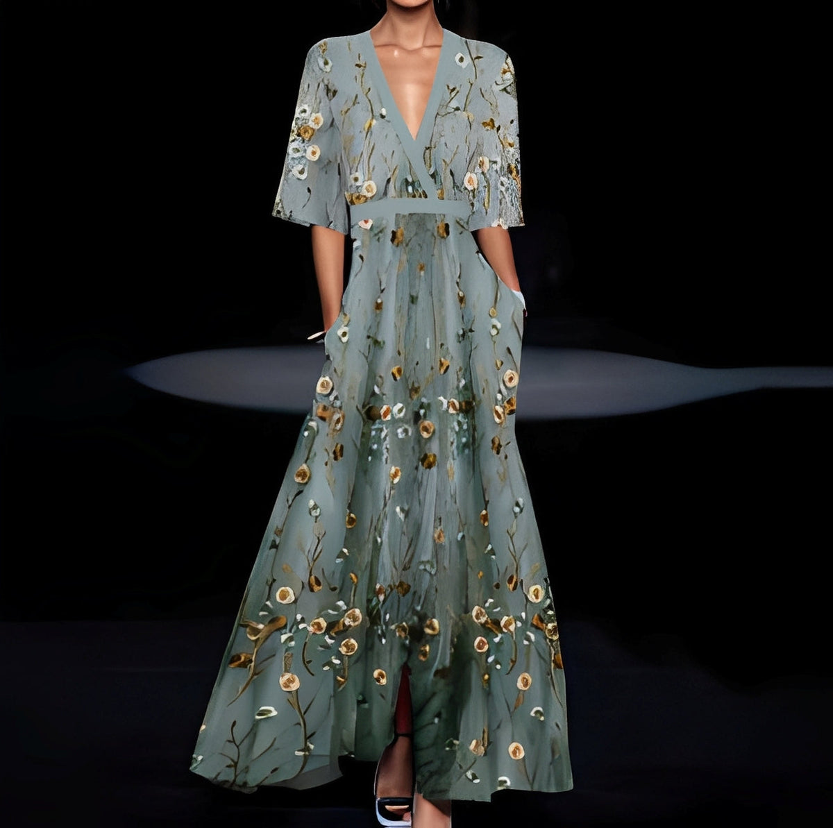 Debora - Damenmaxikleid mit Blumendesign