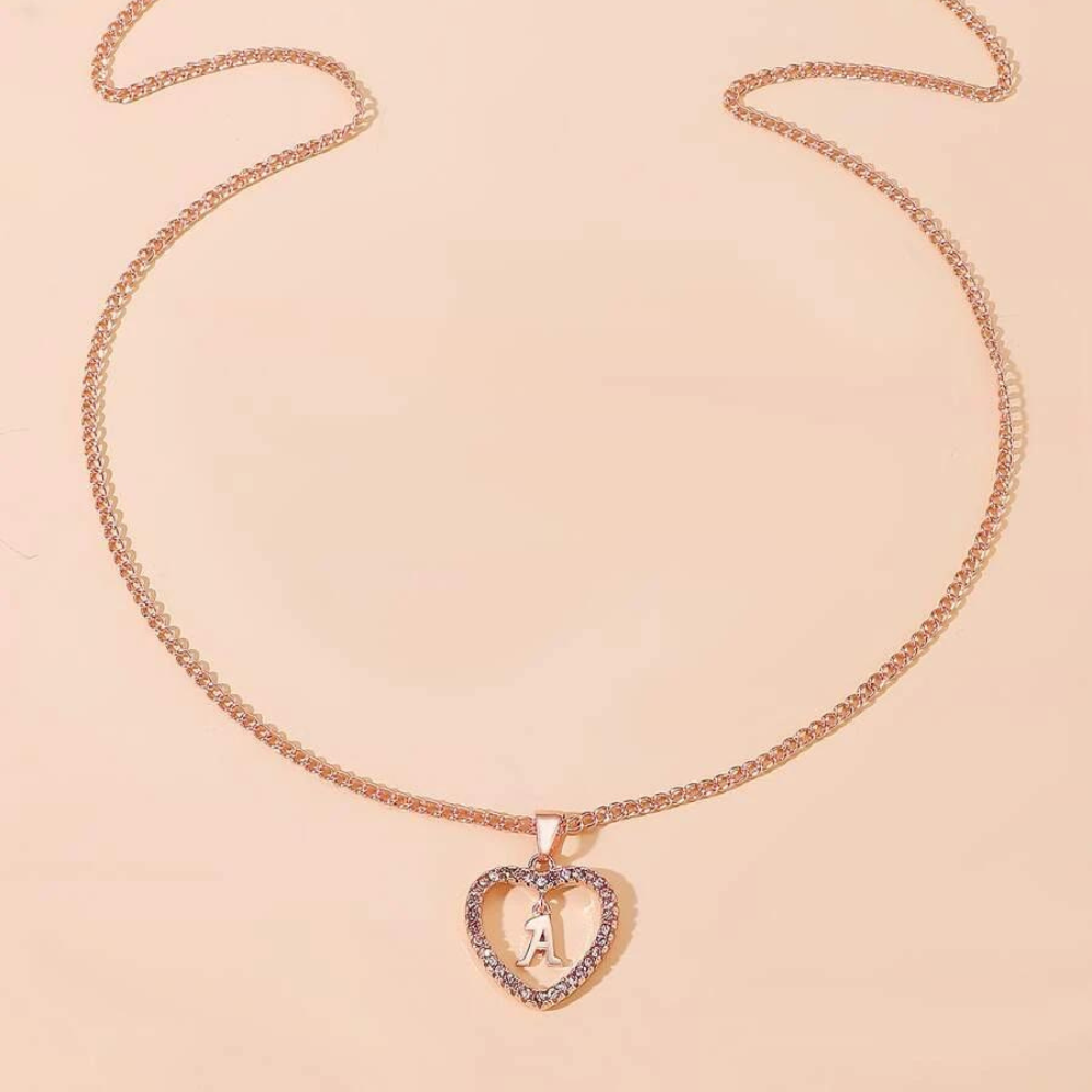 Herz-Initialen-Kristall-Halsband - Halsband mit Herz-Initialen-Anhänger