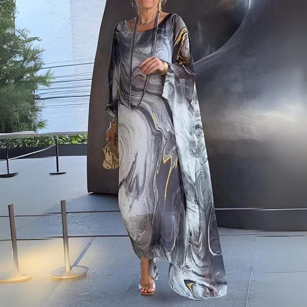 Aurorah - Elegantes Midikleid mit Rundhalsausschnitt
