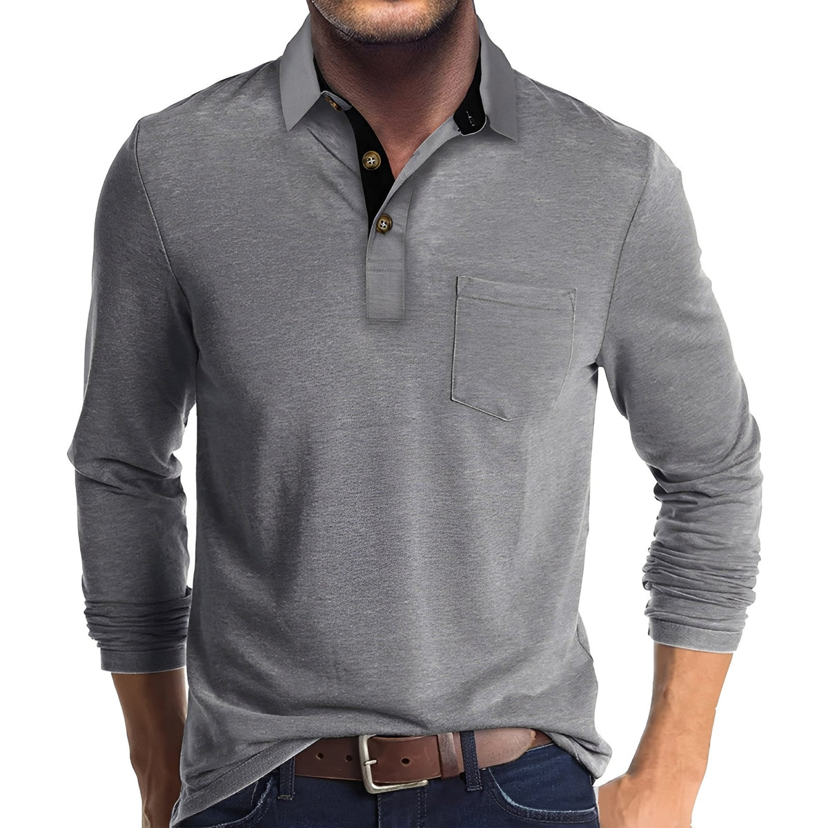 Marty - Bequemes Langarm-Poloshirt für Herren