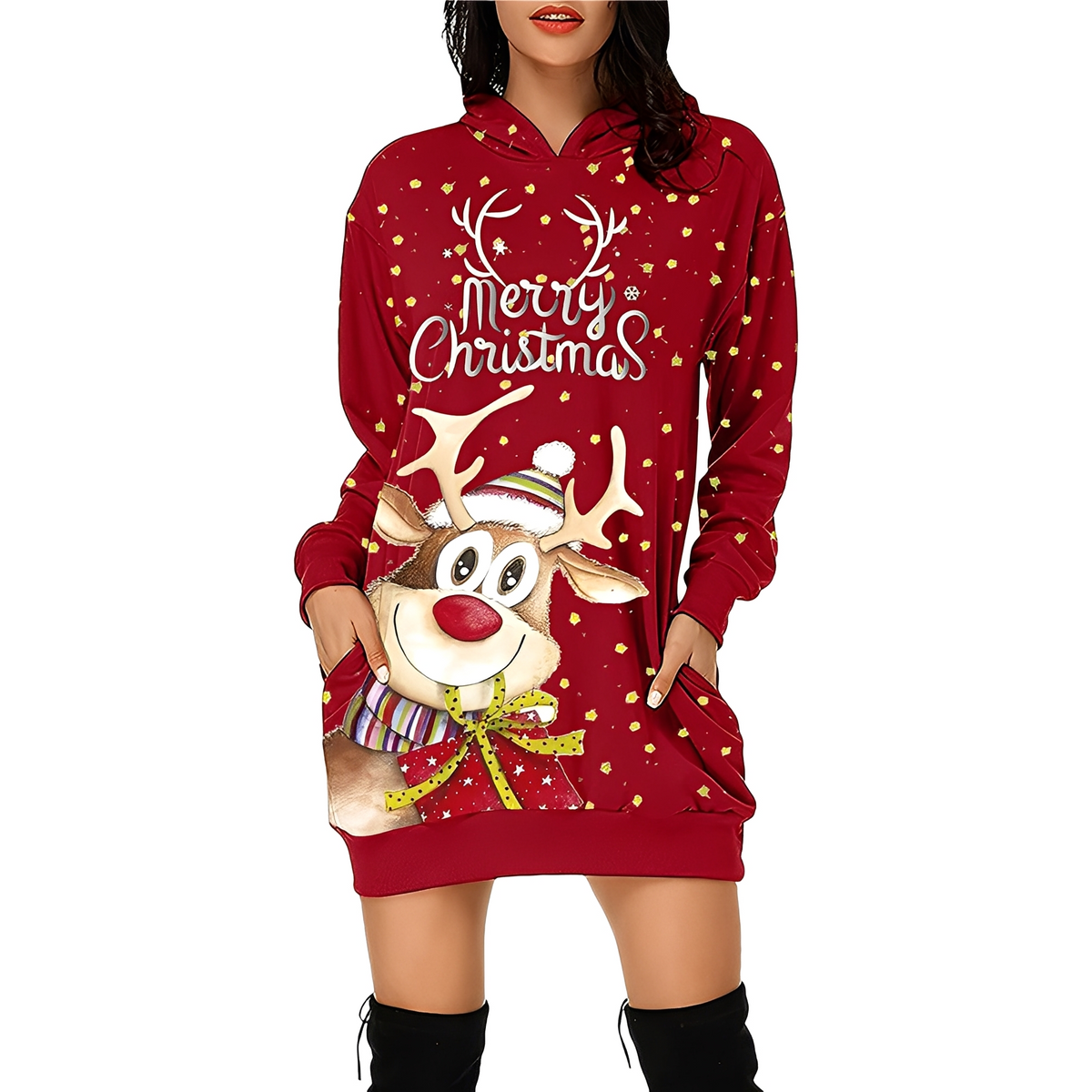Georgia - Schickes Weihnachtskapuzenkleid für Damen