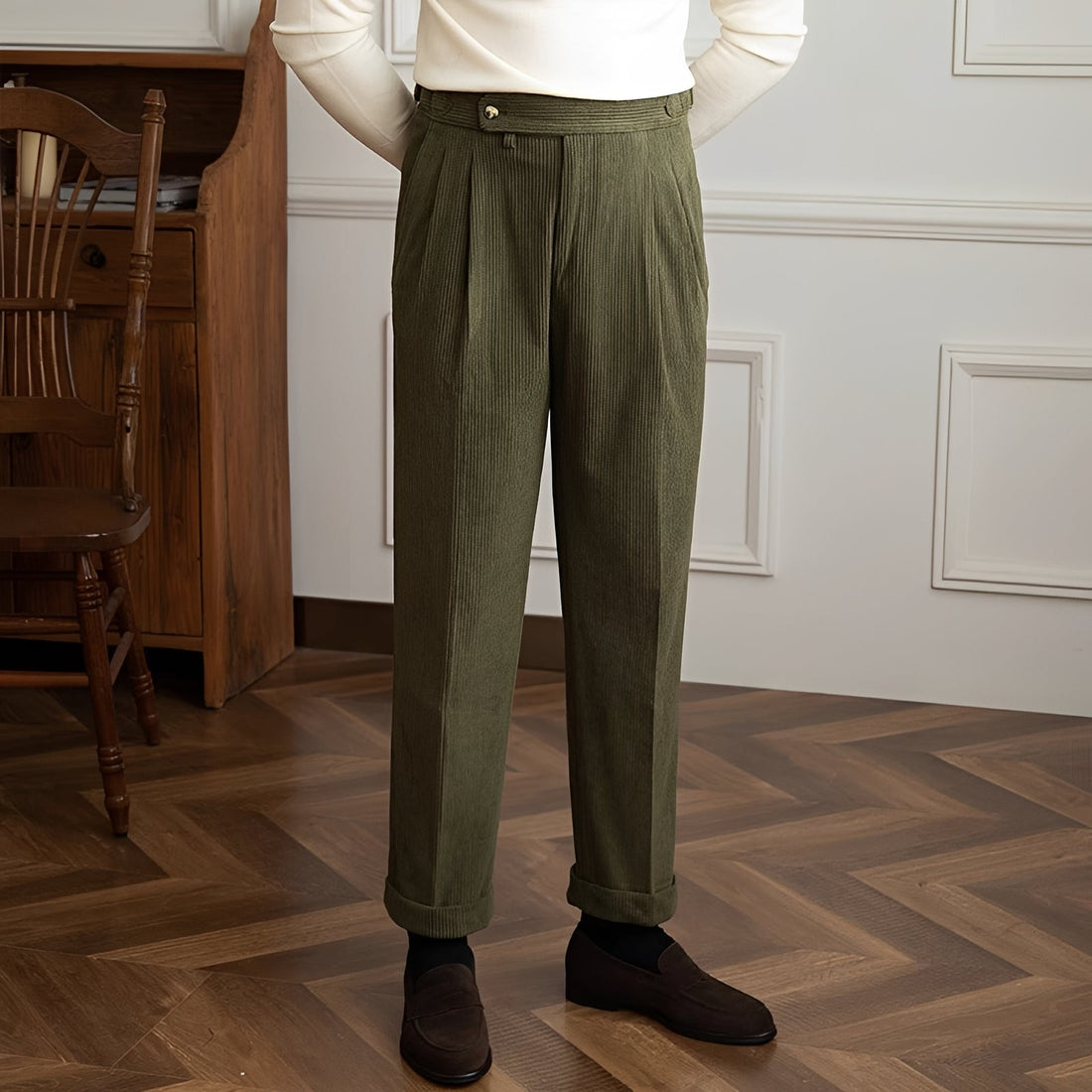 Rafael - Hoch taillierte Cord-Hosen