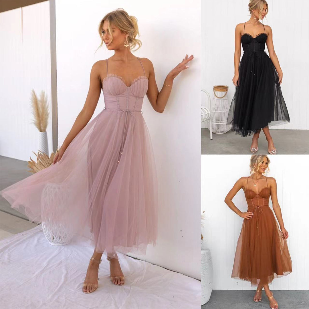 Damen Tüllkleid – Romantisches elegantes Kleid für Hochzeit, Feier & Anlass