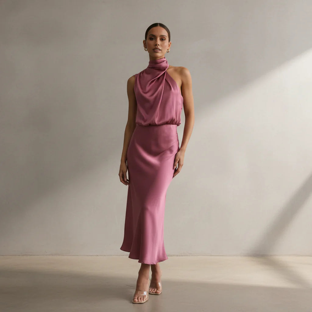 Damen Kleid – Elegantes High-Neck-Kleid für Feier, Dinner & Anlass