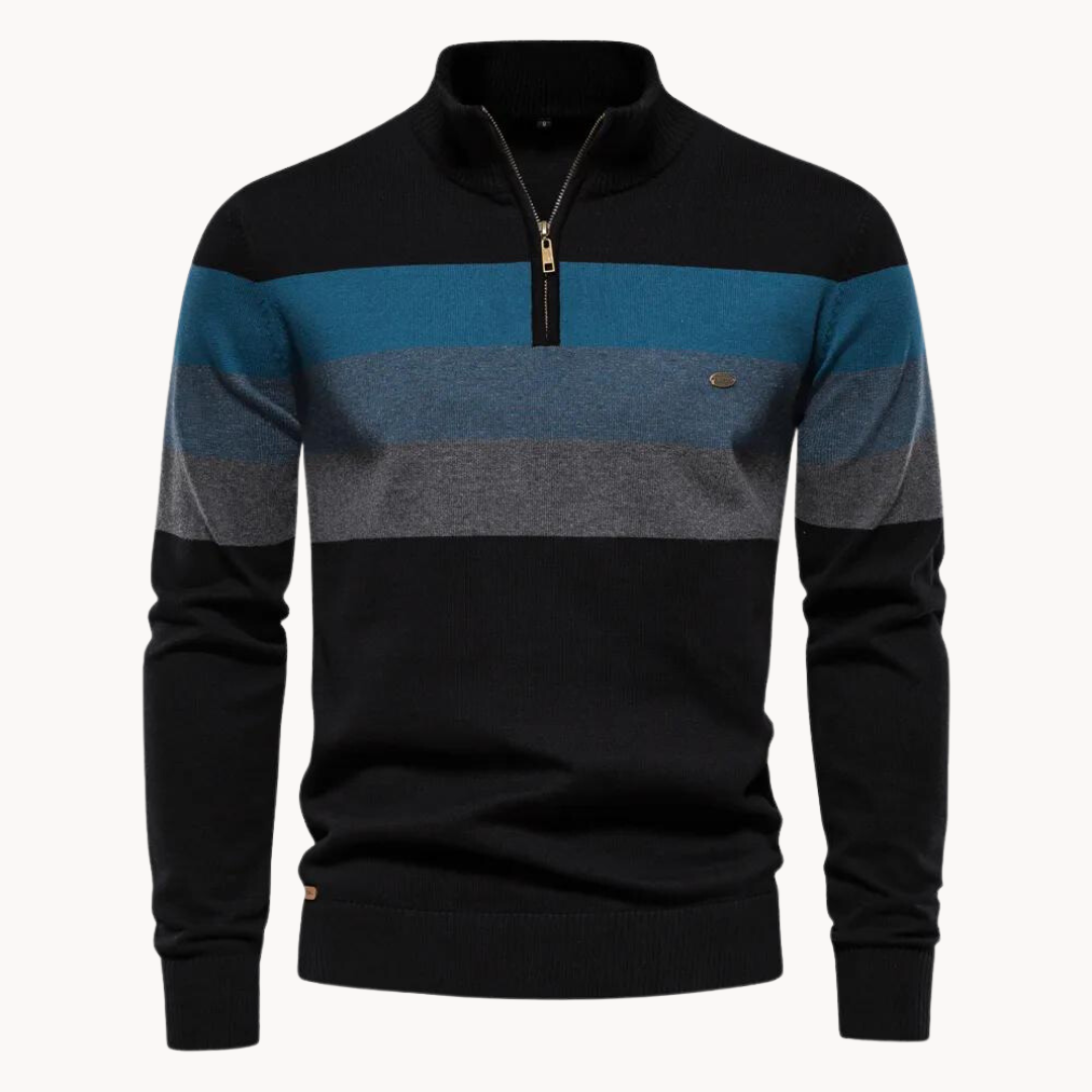 Aurullo - Bequemer Pullover mit halbem Reißverschluss