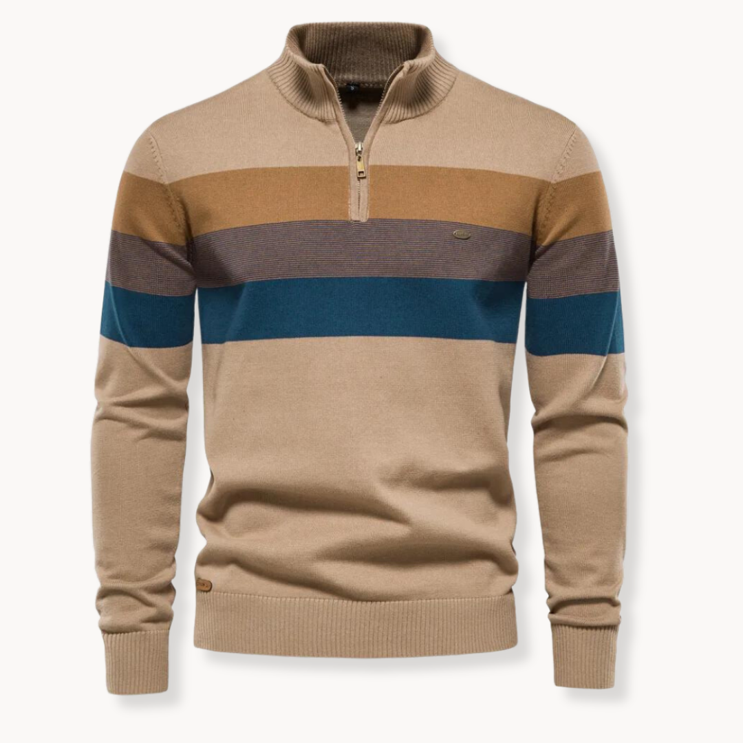 Aurullo - Bequemer Pullover mit halbem Reißverschluss