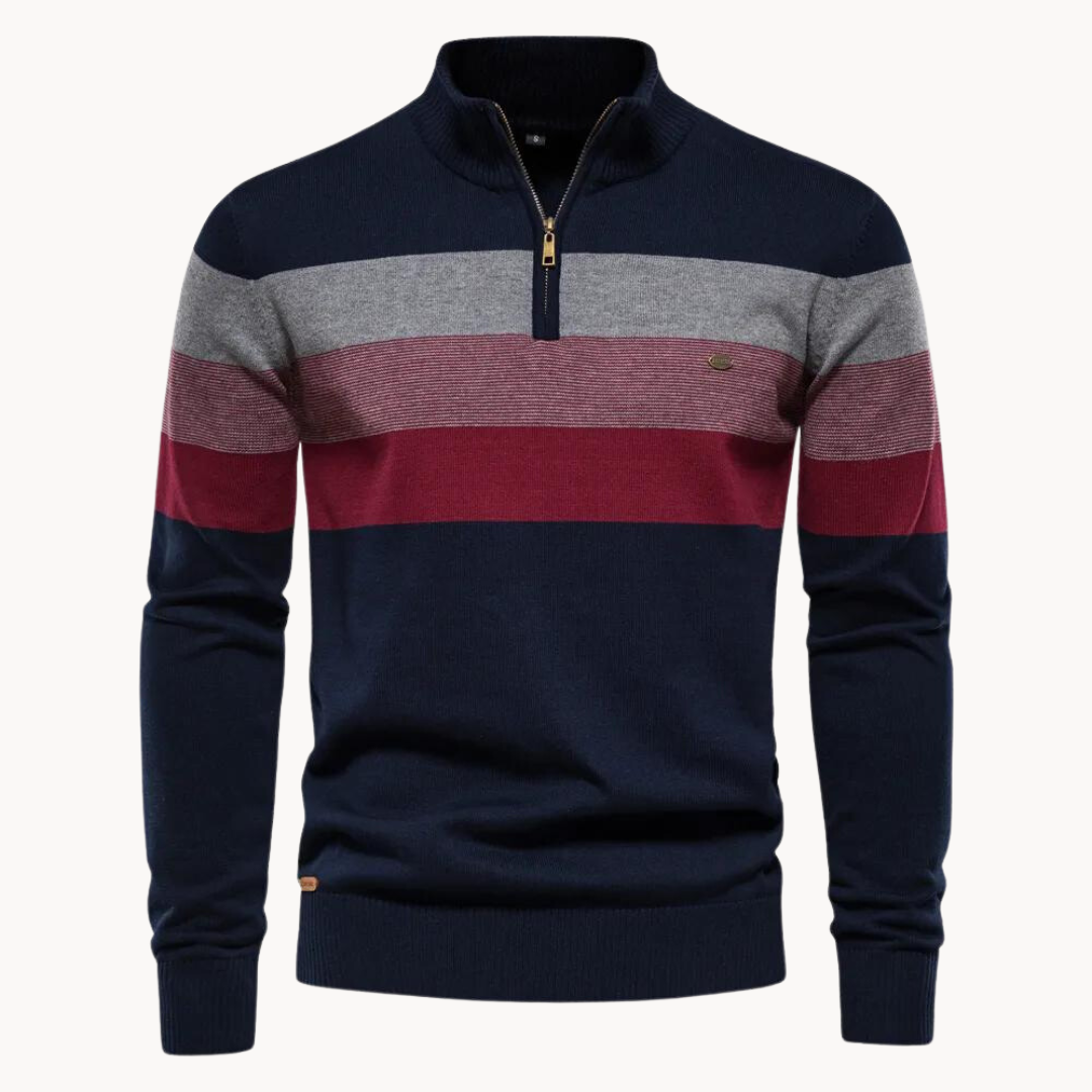 Aurullo - Bequemer Pullover mit halbem Reißverschluss