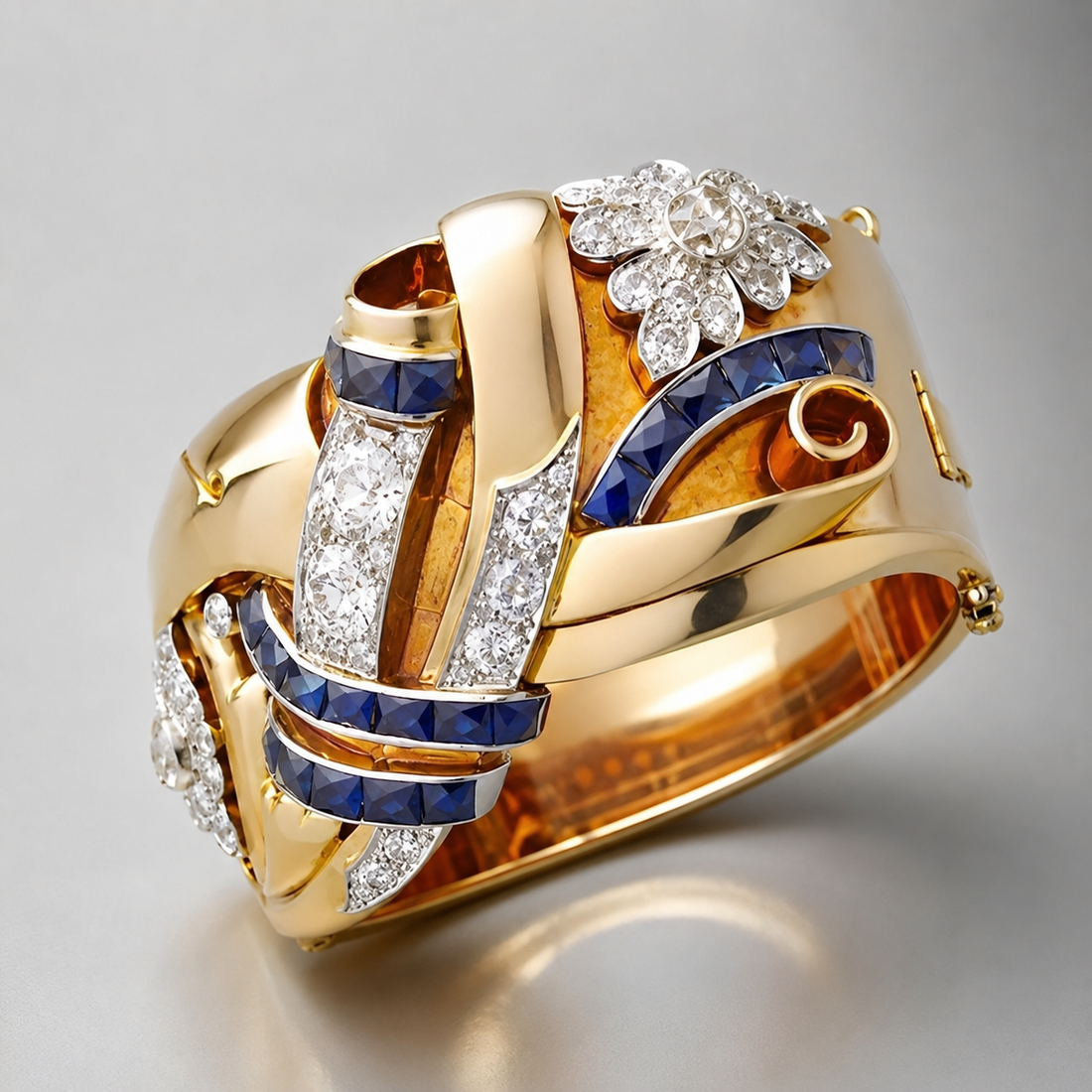 Mireille – vintage Ring aus Gold und blauem Zirkon