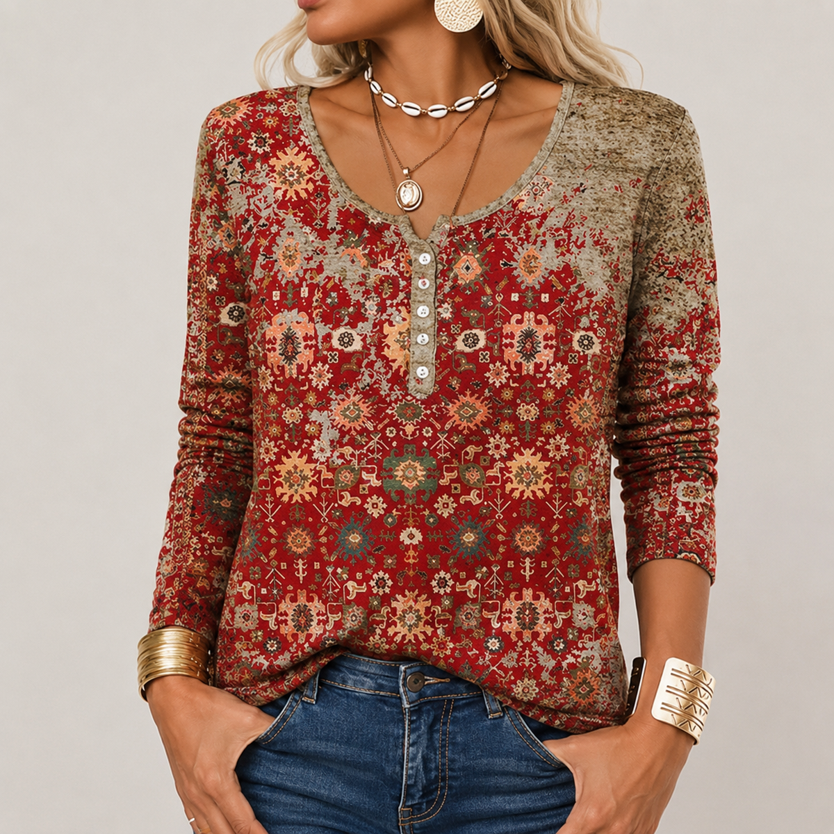 Hilde - Modischer Pullover mit Aztekenmotiv
