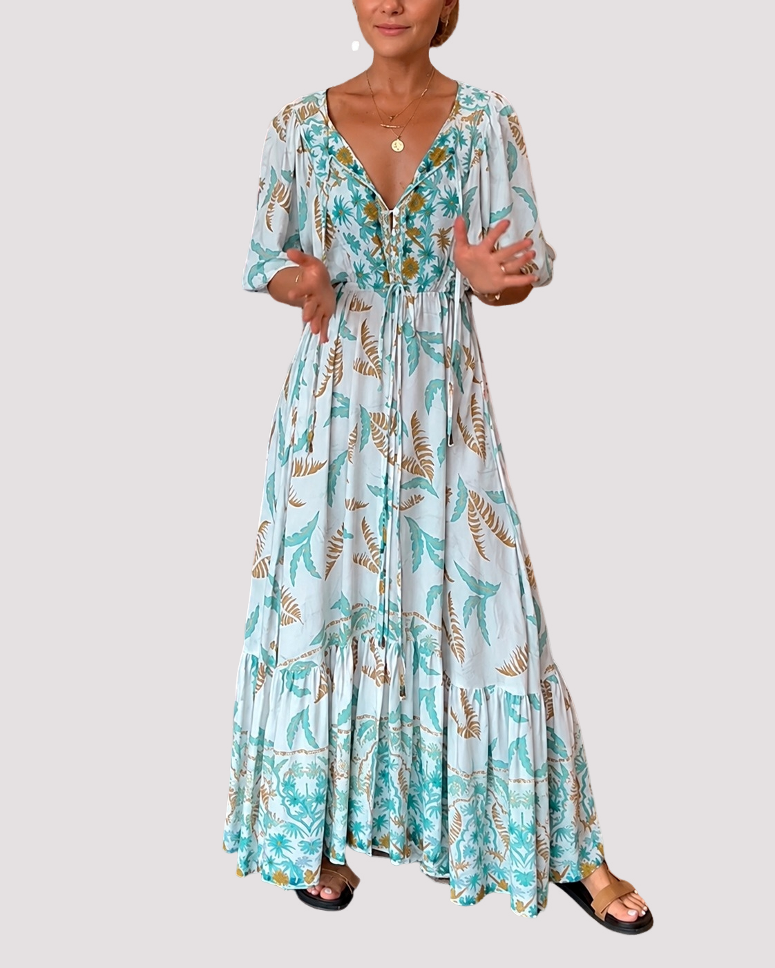 Ashley - Langes Maxikleid mit Blumenmuster