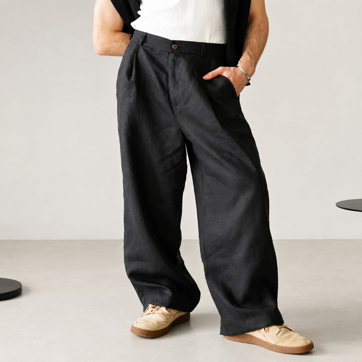 Hashim - Komfortable, locker geschnittene Bundfaltenhose