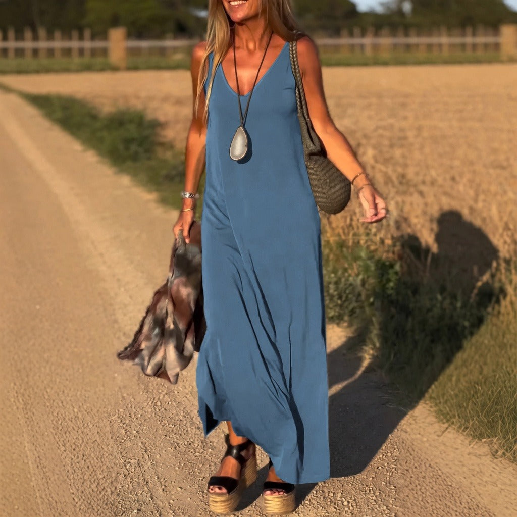 Damen Maxikleid – Lockeres langes Kleid für Freizeit, Urlaub & Alltag