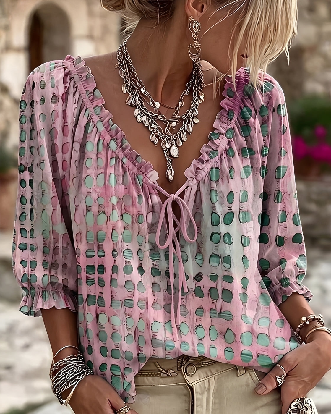 Candice - Modische Bluse mit Punktmuster