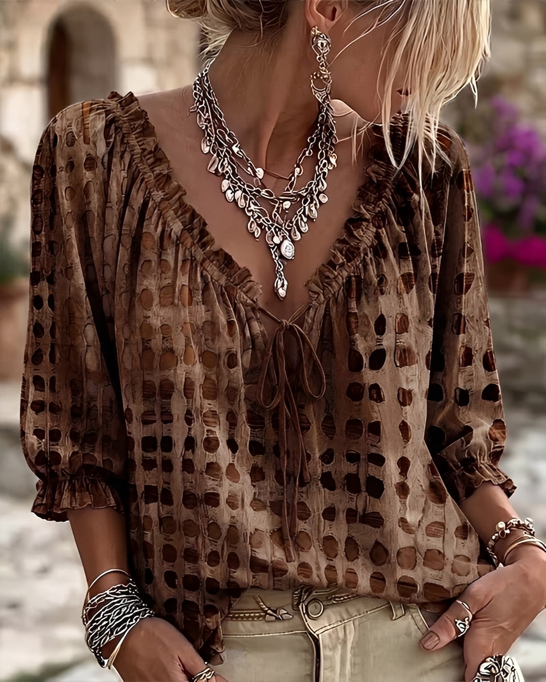 Candice - Modische Bluse mit Punktmuster