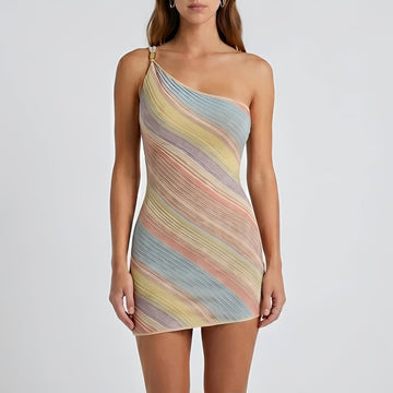 Kameron - Buntes Minikleid mit Ein-Schulter-Träger