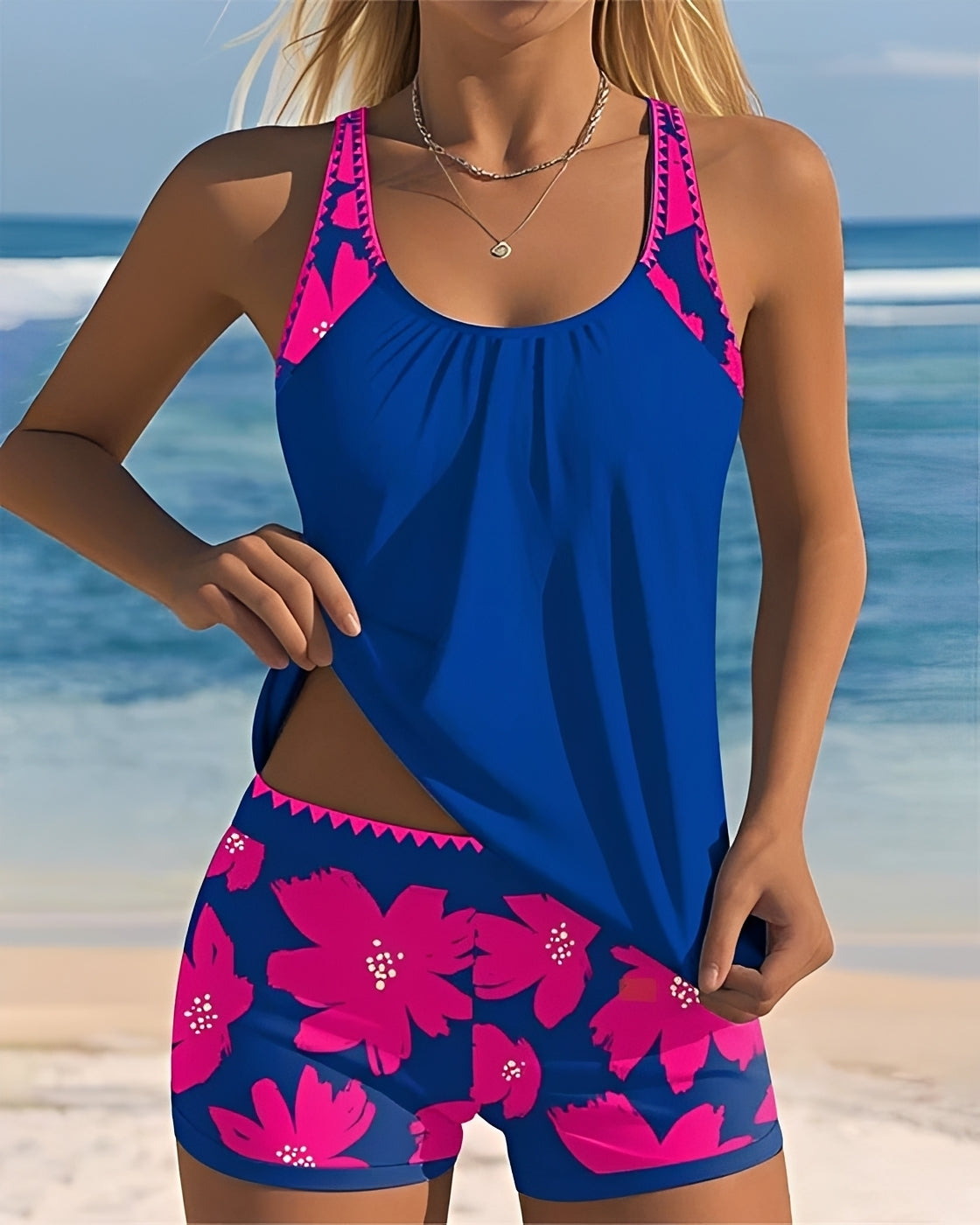 Mila - Tankini mit floralem Muster und Rundhalsausschnitt