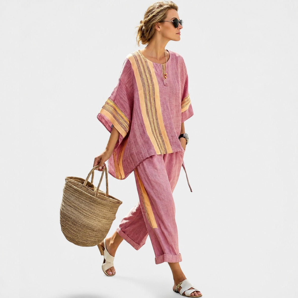 Libbie - Bequemes Set mit gestreifter Tunika und Hose