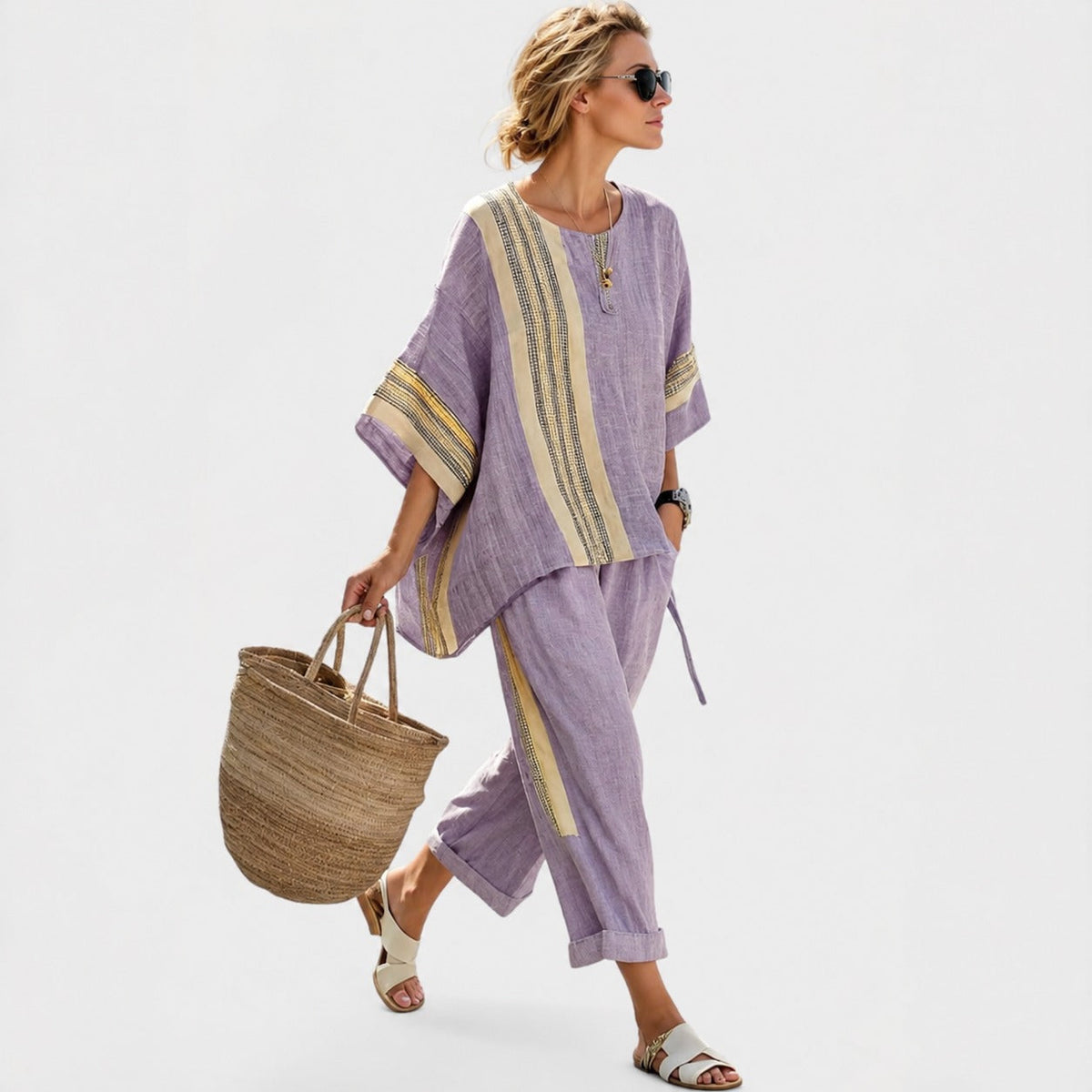Libbie - Bequemes Set mit gestreifter Tunika und Hose