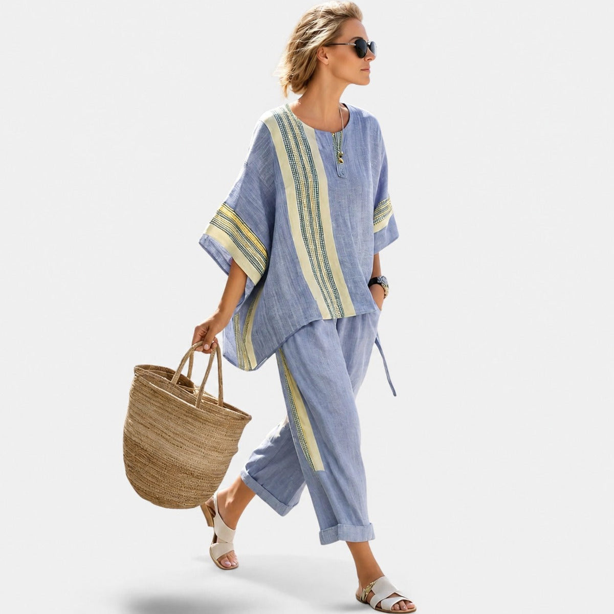 Libbie - Bequemes Set mit gestreifter Tunika und Hose