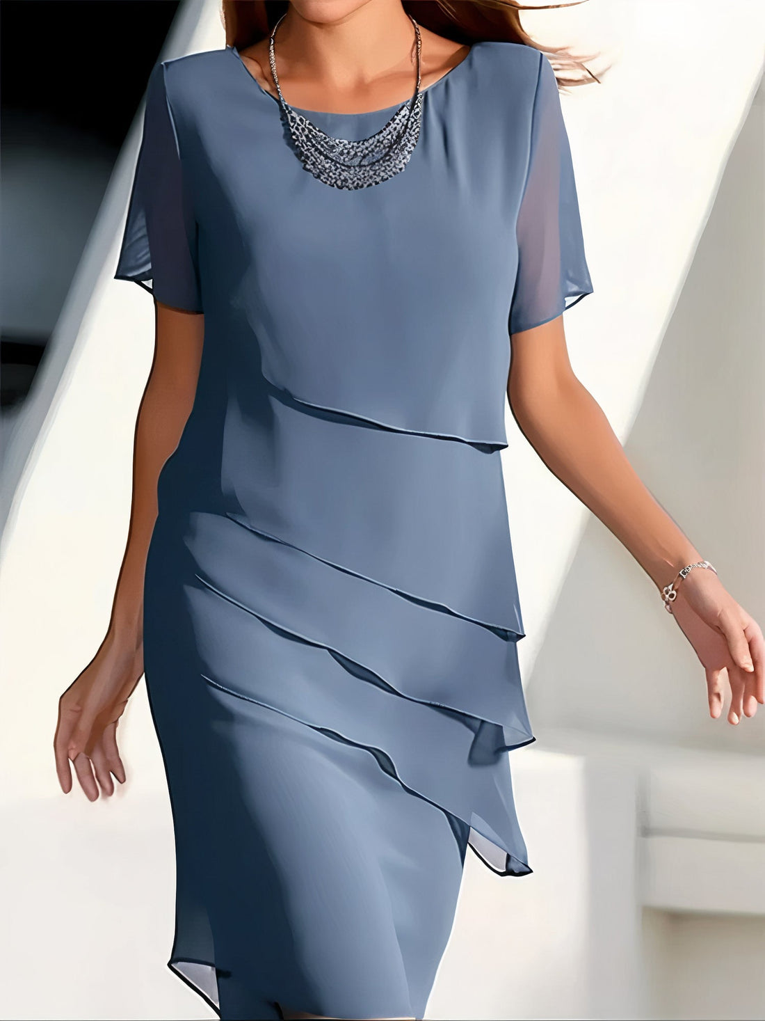 Bernadette Kleid - Elegantes Damen Chiffonkleid