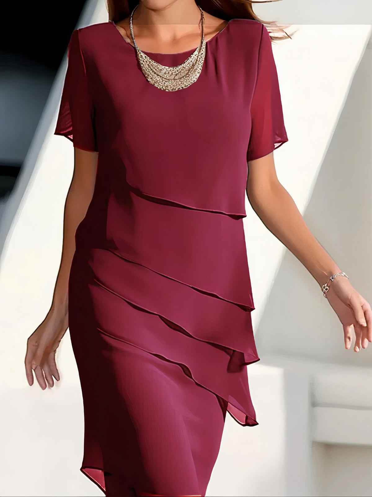 Bernadette Kleid - Elegantes Damen Chiffonkleid
