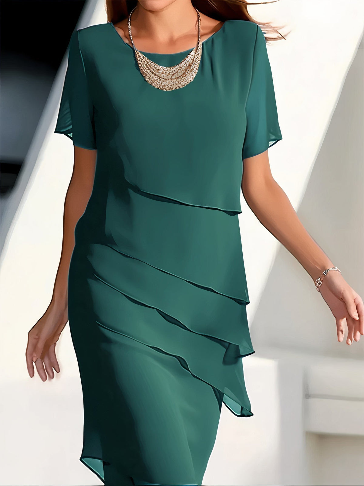 Bernadette Kleid - Elegantes Damen Chiffonkleid